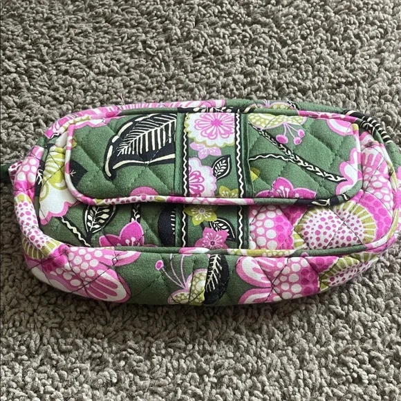 Floral Green and Pink Women's Cosmetic Bag - Picture 1 of 5